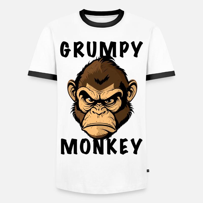 GRUMPY MONKEY - Men's Ringer Shirt - white/black