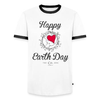 Happy Earth Day TShirt "Heart" - Männer Kontrast-T-Shirt - Weiß/Schwarz - Vorne - AI Model Female 172 light (172cm) & AI Model Male 178 dark (178cm)