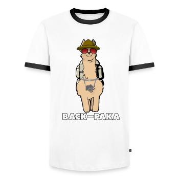 Funny llama alpaca cartoon animal trend vacationer - Men's Ringer Shirt - white/black - Front - AI Model Female 172 light (172cm) & AI Model Male 178 dark (178cm)