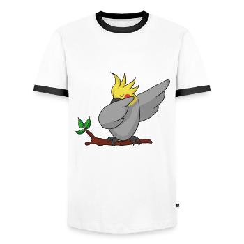 Dab Nymphensittich dabbing cockatiel Geschenk - Männer Kontrast-T-Shirt - Weiß/Schwarz - Vorne - AI Model Female 172 light (172cm) & AI Model Male 178 dark (178cm)