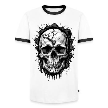 Dunkler Skull mit Flecken - Männer Kontrast-T-Shirt - Weiß/Schwarz - Vorne - AI Model Female 172 light (172cm) & AI Model Male 178 dark (178cm)