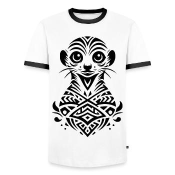 Suricate tribal - T-shirt contrasté Homme - blanc/noir - Devant - AI Model Female 172 light (172cm) & AI Model Male 178 dark (178cm)