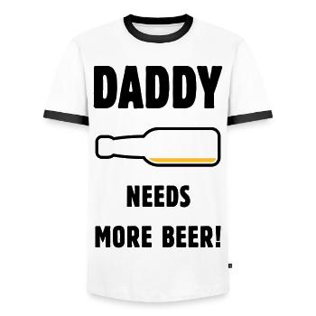 Papa a besoin de plus de bière ! (Papa / Papa / Bière / PUT) - T-shirt contrasté Homme - blanc/noir - Devant - AI Model Female 172 light (172cm) & AI Model Male 178 dark (178cm)