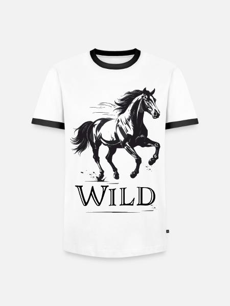 Wildes Pferd im Schwarzweiß - Männer Kontrast-T-Shirt - Weiß/Schwarz