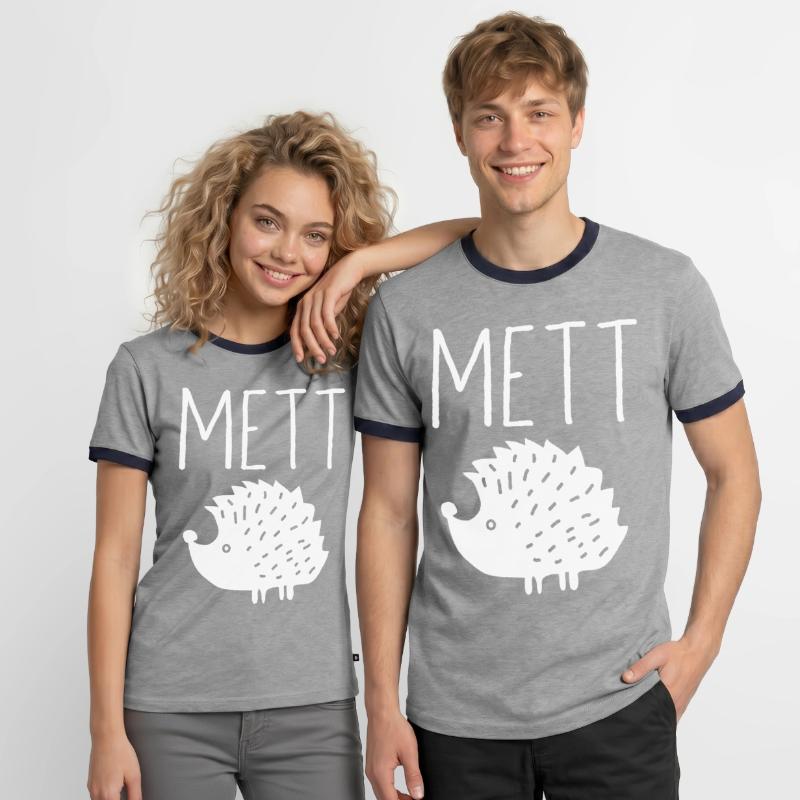 Mettigel Mett Igel Hackfleisch Fleischesser Hackk Männer Kontrast-T-Shirt