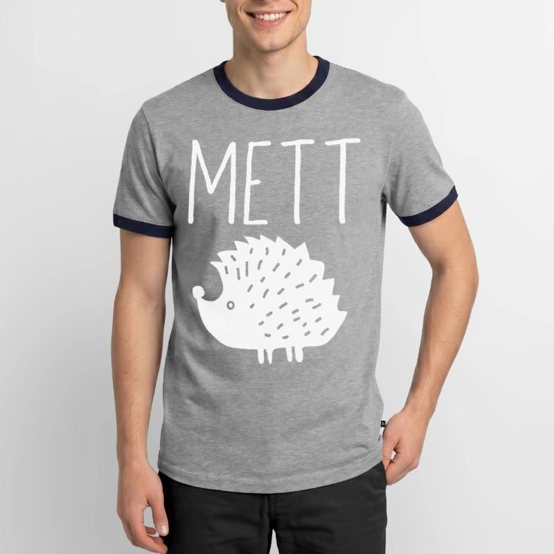 Mettigel Mett Igel Hackfleisch Fleischesser Hackk Männer Kontrast-T-Shirt