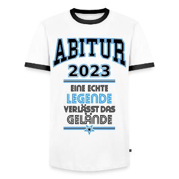 Abitur Legende 2023 Abi 23 Abishirt - Männer Kontrast-T-Shirt - Weiß/Schwarz - Vorne - AI Model Female 172 light (172cm) & AI Model Male 178 dark (178cm)