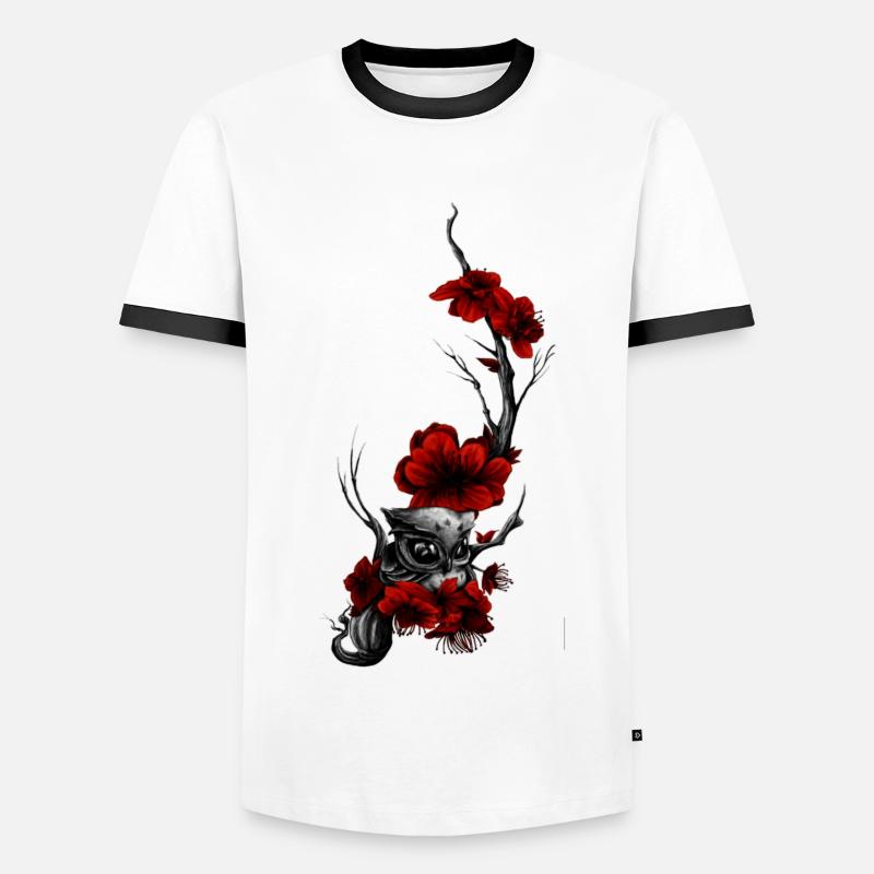 Eule - Männer Kontrast-T-Shirt - Weiß/Schwarz
