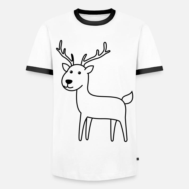 Hirsch Comic Tier - Männer Kontrast-T-Shirt - Weiß/Schwarz