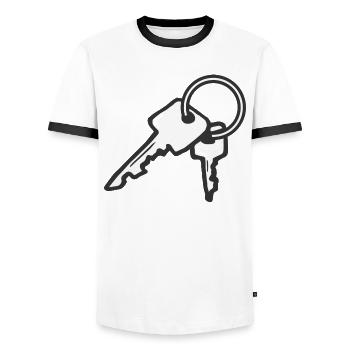 Porte-clés - T-shirt contrasté Homme - blanc/noir - Devant - AI Model Female 172 light (172cm) & AI Model Male 178 dark (178cm)