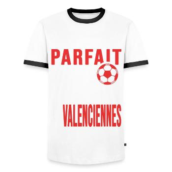 Valenciennes foot club football supporters va - T-shirt contrasté Homme - blanc/noir - Devant - AI Model Female 172 light (172cm) & AI Model Male 178 dark (178cm)
