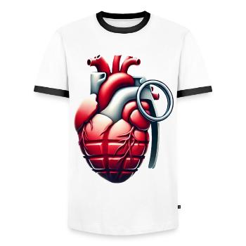 Explosive Herzgranate Design - Männer Kontrast-T-Shirt - Weiß/Schwarz - Vorne - AI Model Female 172 light (172cm) & AI Model Male 178 dark (178cm)