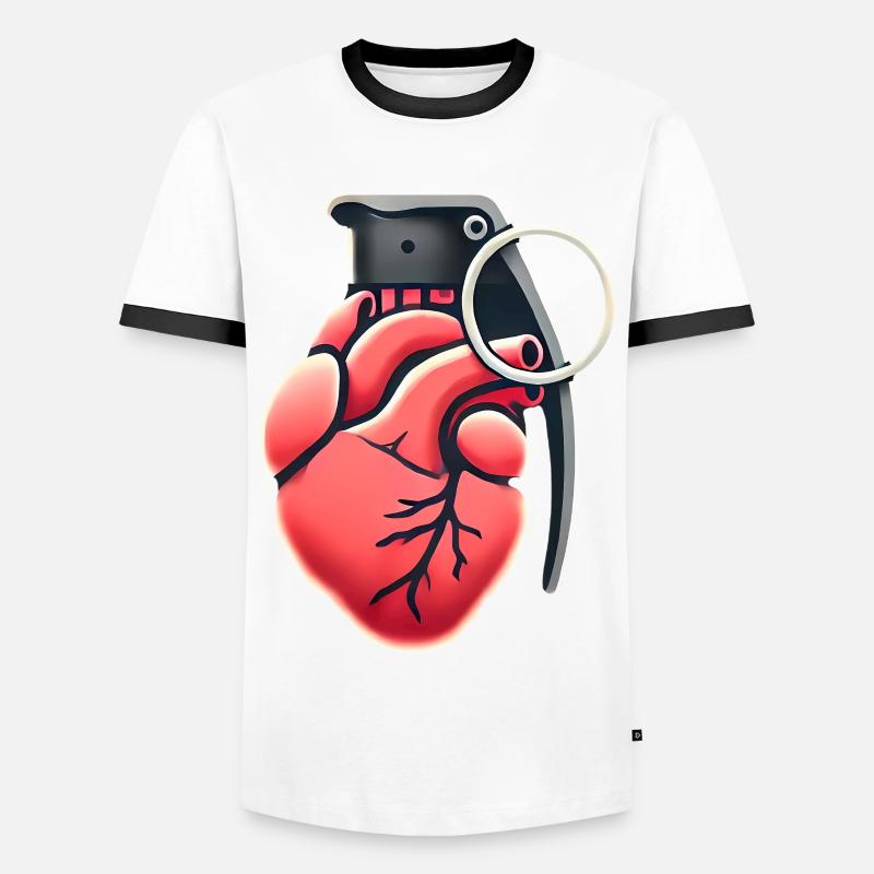 Explosive Herzgranate Design - Männer Kontrast-T-Shirt - Weiß/Schwarz