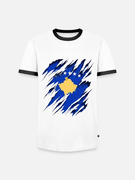 Kosovo - Männer Kontrast-T-Shirt - Weiß/Schwarz