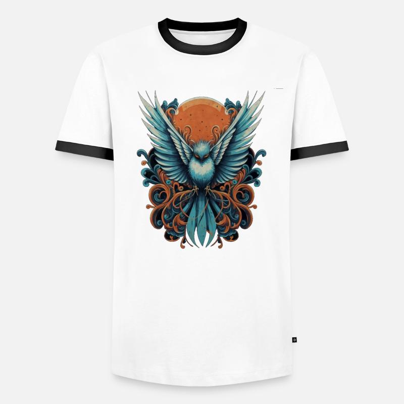 Blauer Vogel - Männer Kontrast-T-Shirt - Weiß/Schwarz