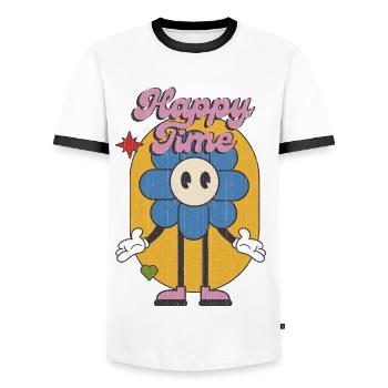 Graphique positif et heureux - T-shirt contrasté Homme - blanc/noir - Devant - AI Model Female 172 light (172cm) & AI Model Male 178 dark (178cm)