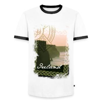 Irland T Shirt Design Steilküste - Männer Kontrast-T-Shirt - Weiß/Schwarz - Vorne - AI Model Female 172 light (172cm) & AI Model Male 178 dark (178cm)