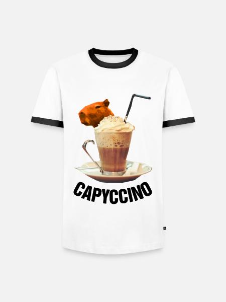 cute capybara - Men's Ringer Shirt - white/black