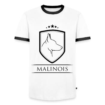 MALINOIS Blasons chiens Chiens Chiens Sports canins Wilsigns - T-shirt contrasté Homme - blanc/noir - Devant - AI Model Female 172 light (172cm) & AI Model Male 178 dark (178cm)