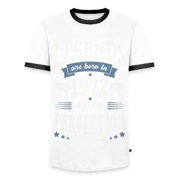 Born in 1972 birthday 52 years gift legend - Men's Ringer Shirt - white/black - Front - AI Model Female 172 light (172cm) & AI Model Male 178 dark (178cm)