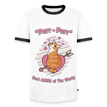 ASMR CAT - Men's Ringer Shirt - white/black - Front - AI Model Female 172 light (172cm) & AI Model Male 178 dark (178cm)