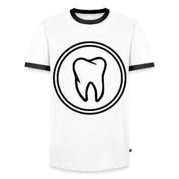 tooth icon - Men's Ringer Shirt - white/black - Front - AI Model Female 172 light (172cm) & AI Model Male 178 dark (178cm)