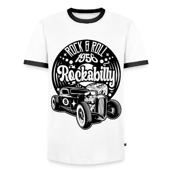 Rockabilly Vintage Rockers Retro Rock and Roll - Maglietta Contrast da uomo - bianco/nero - Fronte - AI Model Female 172 light (172cm) & AI Model Male 178 dark (178cm)
