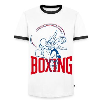 Asterix & Obelix Asterix Boxing Design - Men's Ringer Shirt - white/black - Front - AI Model Female 172 light (172cm) & AI Model Male 178 dark (178cm)