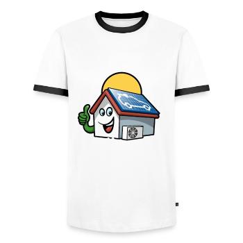 Öko Haus Sprit vom Dach Wärme aus der Luft - Männer Kontrast-T-Shirt - Weiß/Schwarz - Vorne - AI Model Female 172 light (172cm) & AI Model Male 178 dark (178cm)