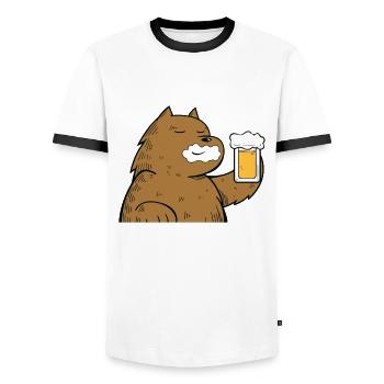 sweet bear with beer liquor alcohol and party - Men's Ringer Shirt - white/black - Front - AI Model Female 172 light (172cm) & AI Model Male 178 dark (178cm)