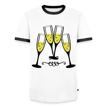 Toast glass - Men's Ringer Shirt - white/black - Front - AI Model Female 172 light (172cm) & AI Model Male 178 dark (178cm)