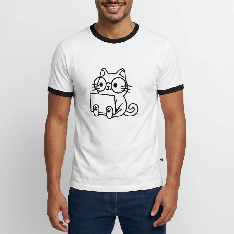 Programmierer Coding Nerd Katze Männer Kontrast-T-Shirt