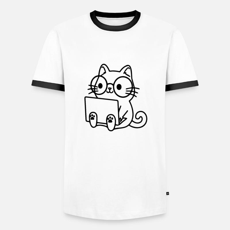 Programmierer Coding Nerd Katze - Männer Kontrast-T-Shirt - Weiß/Schwarz