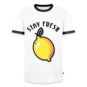 Stay Fresh Lemon Summer Fruit - Men's Ringer Shirt - white/black - Front - AI Model Female 172 light (172cm) & AI Model Male 178 dark (178cm)