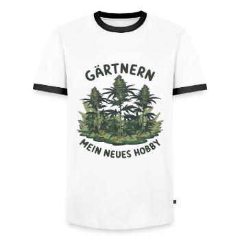 Gärtnern meine neues Hobby, Cannabis edition - Männer Kontrast-T-Shirt - Weiß/Schwarz - Vorne - AI Model Female 172 light (172cm) & AI Model Male 178 dark (178cm)