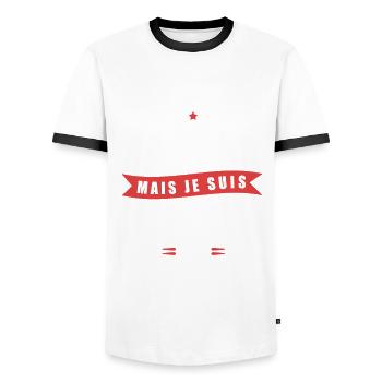Adrien Parfait Cadeau prenom adrien - T-shirt contrasté Homme - blanc/noir - Devant - AI Model Female 172 light (172cm) & AI Model Male 178 dark (178cm)