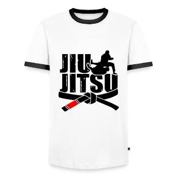 Jiu-Jitsu T-shirt Jiu jitsu - Männer Kontrast-T-Shirt - Weiß/Schwarz - Vorne - AI Model Female 172 light (172cm) & AI Model Male 178 dark (178cm)