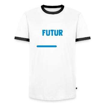 Futur retraité veuillez patienter - T-shirt contrasté Homme - blanc/noir - Devant - AI Model Female 172 light (172cm) & AI Model Male 178 dark (178cm)