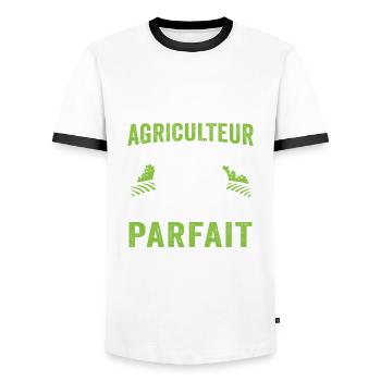 Un papy agriculteur est un papy parfait - T-shirt contrasté Homme - blanc/noir - Devant - AI Model Female 172 light (172cm) & AI Model Male 178 dark (178cm)