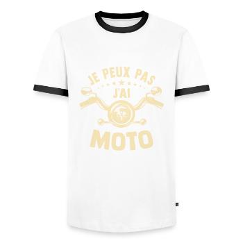je peux pas j ai moto cadeau motard - T-shirt contrasté Homme - blanc/noir - Devant - AI Model Female 172 light (172cm) & AI Model Male 178 dark (178cm)