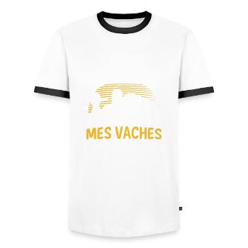 j'ai pas le temps mes vaches m'attendent - T-shirt contrasté Homme - blanc/noir - Devant - AI Model Female 172 light (172cm) & AI Model Male 178 dark (178cm)