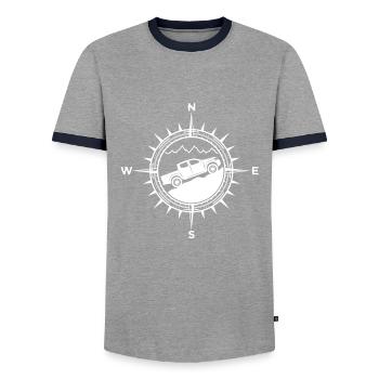 Pick up 4x4 boussole voiture tout-terrain - T-shirt contrasté Homme - gris/marine  - Devant - AI Model Female 172 light (172cm) & AI Model Male 178 light (178cm)