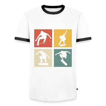 retro Skate Skater Geschenk Skateboard Skateboarder - Männer Kontrast-T-Shirt - Weiß/Schwarz - Vorne - AI Model Female 172 light (172cm) & AI Model Male 178 dark (178cm)