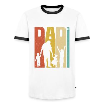 Papa 3 Kinder stolzer Vater 3 Kinder dreifacher Vater - Männer Kontrast-T-Shirt - Weiß/Schwarz - Vorne - AI Model Female 172 light (172cm) & AI Model Male 178 dark (178cm)