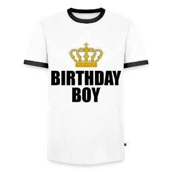 Idée cadeau anniversaire garçon anniversaire garçon - T-shirt contrasté Homme - blanc/noir - Devant - AI Model Female 172 light (172cm) & AI Model Male 178 dark (178cm)