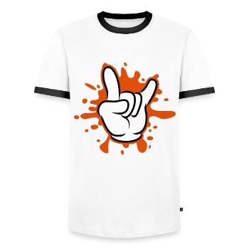 hand party symbol klecks - Männer Kontrast-T-Shirt - Weiß/Schwarz - Vorne - AI Model Female 172 light (172cm) & AI Model Male 178 dark (178cm)