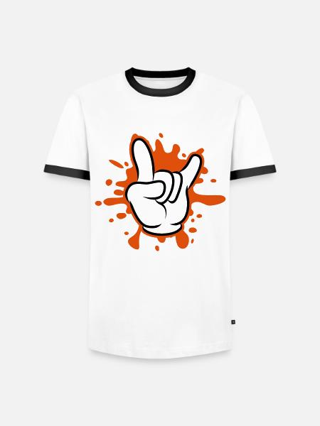 hand party symbol blob - Men's Ringer Shirt - white/black