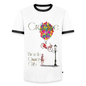 Kreative Fahrrad Owners Club - Männer Kontrast-T-Shirt - Weiß/Schwarz - Vorne - AI Model Female 172 light (172cm) & AI Model Male 178 dark (178cm)