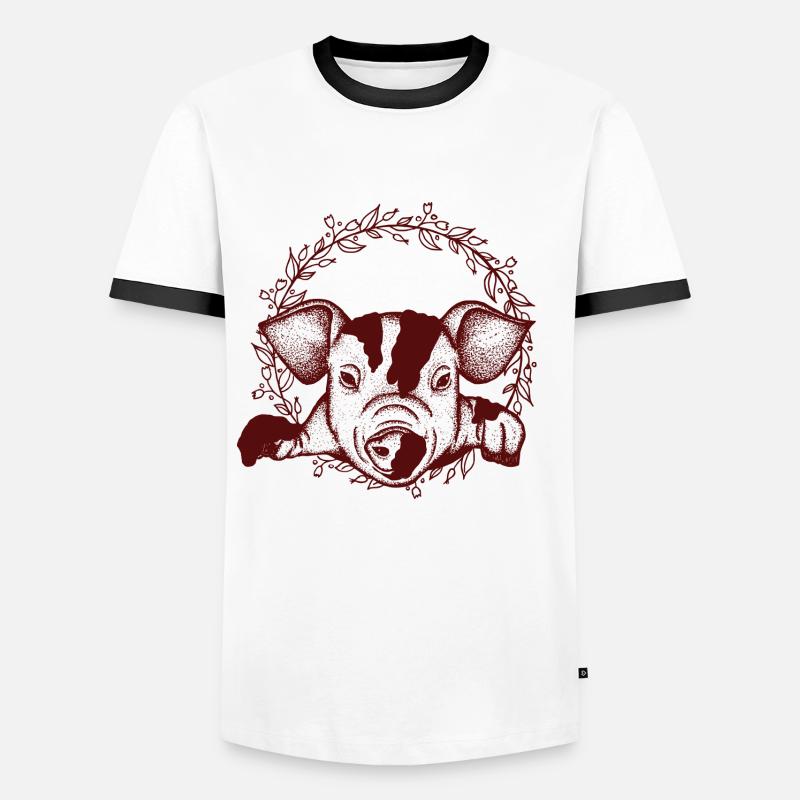 pig - Men's Ringer Shirt - white/black