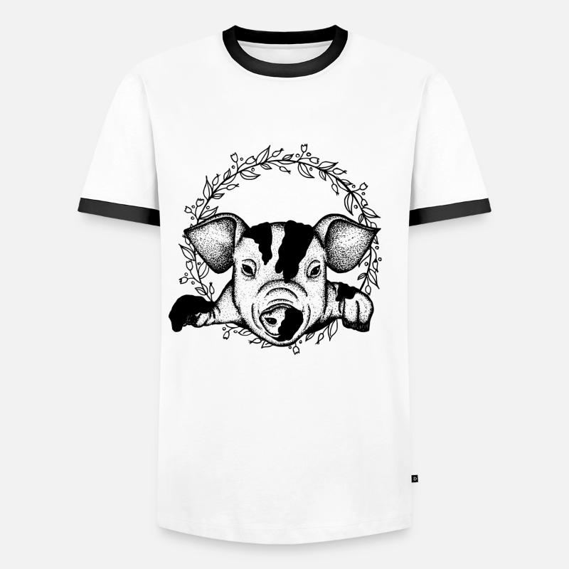 pig - Men's Ringer Shirt - white/black